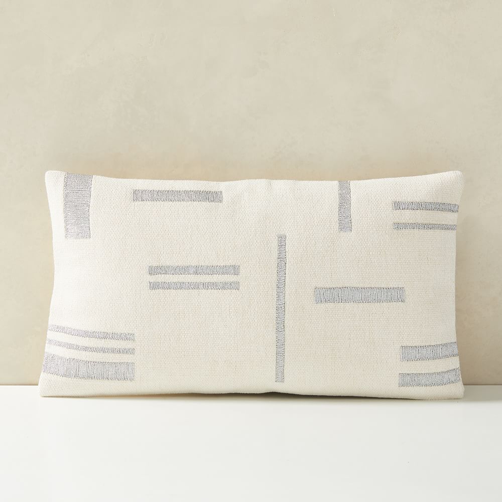 Embroidered Metallic Blocks Pillow Cover | West Elm (US)