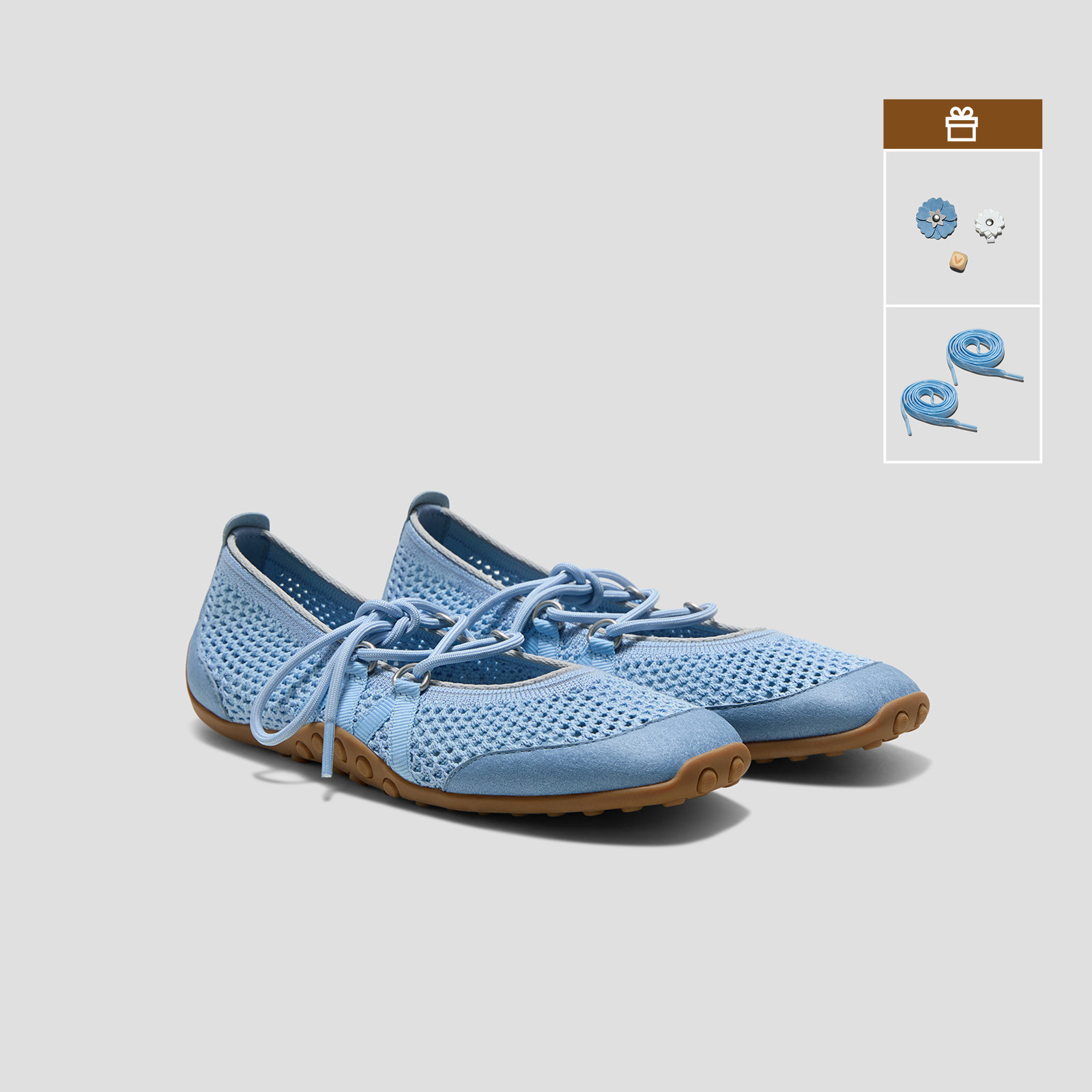 VIVAIA Square-Toe Hybrid Mesh Mary Janes (Cecily)|SMOKE BLUE MESH|US 7.5 | VIVAIA