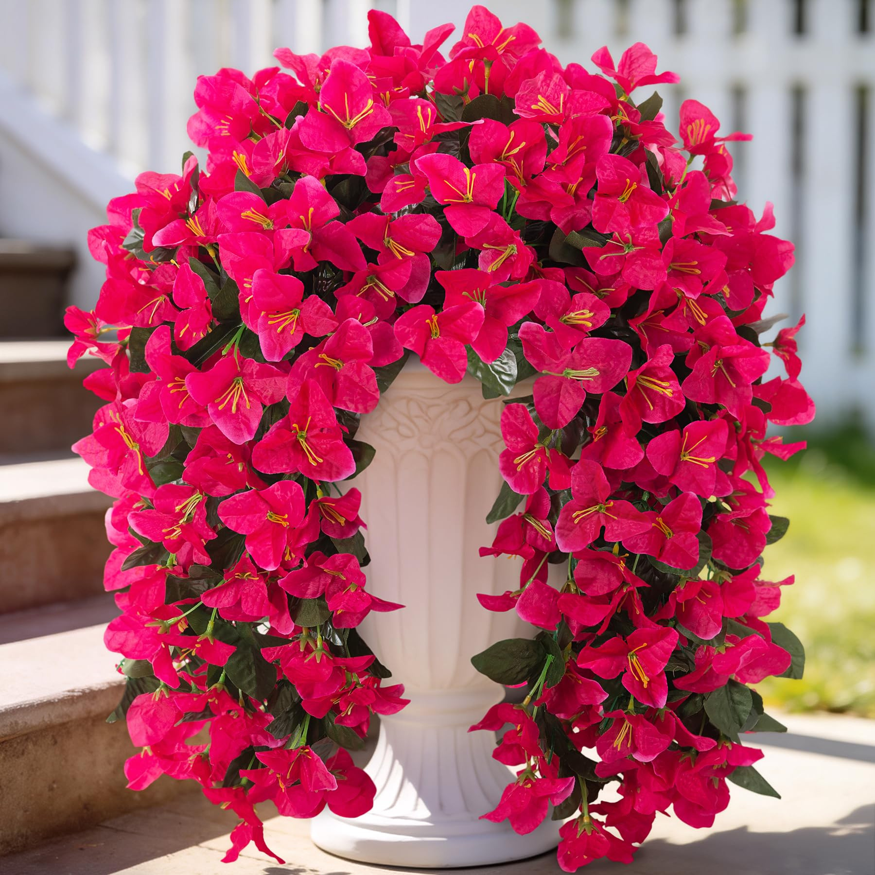 Fake Bougainvillea Artificial Flowers for Outdoors Decoration 2 pcs Faux Hanging Flowers Plants f... | Amazon (US)