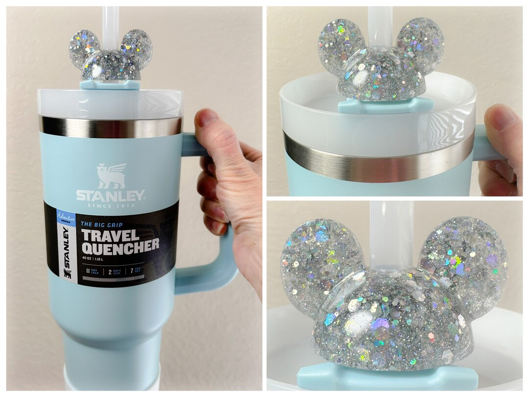 Straw Topper Mouse Silver Iridescent Glitter Shiny Studded Cup - Etsy | Etsy (US)