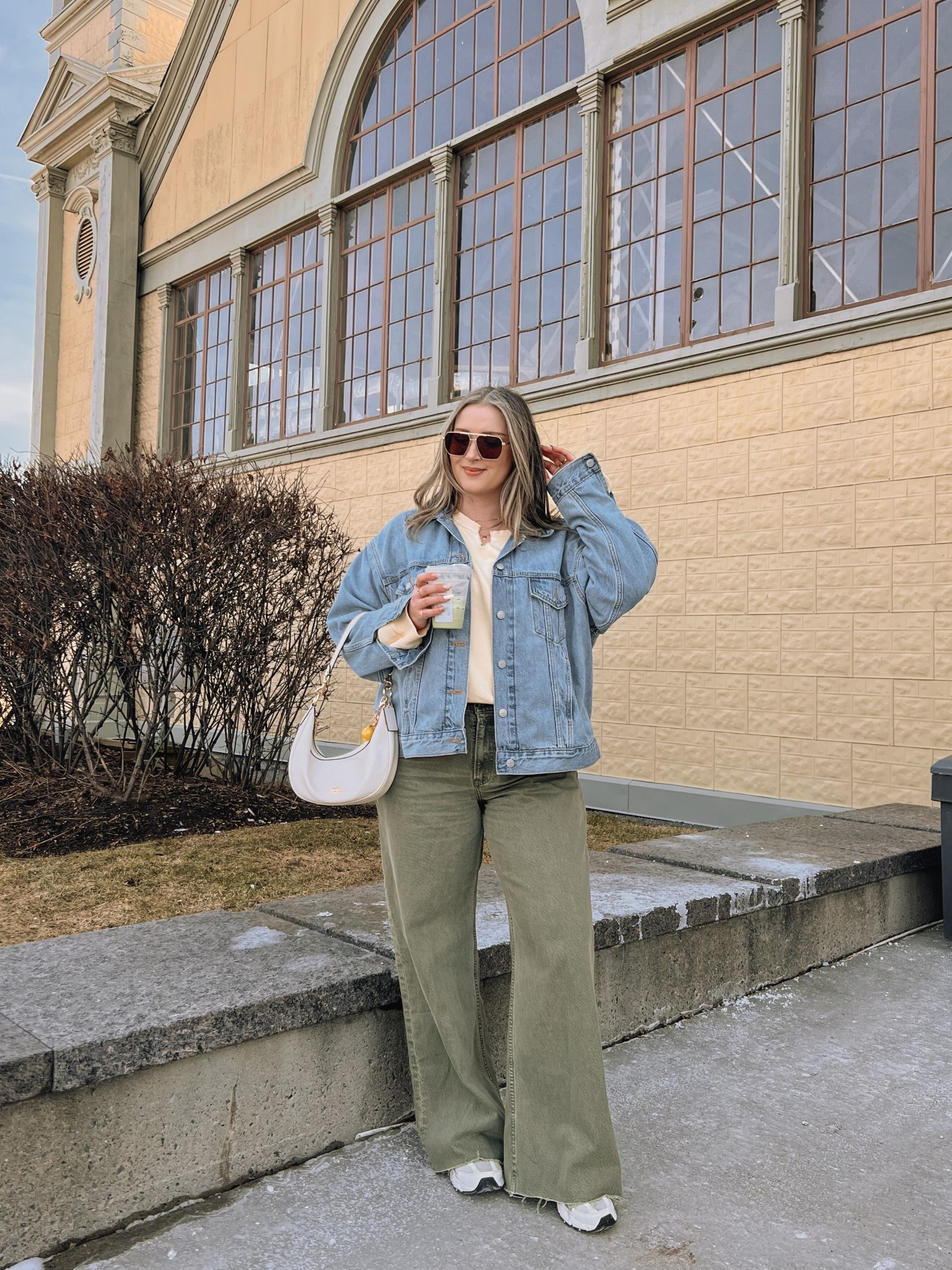 Casual spring outfit! Wearing 32 long in the jeans (I cut the hem off for a custom length). Sized up to XL in the denim jacket for an oversized fit. Butter yellow sweatshirt is old, linked similar also from aerie. My new balance sneakers are super comfy but run big, I’m a 9.5-10 and wear a 9.


#LTKstyletip #LTKmidsize #LTKjeans