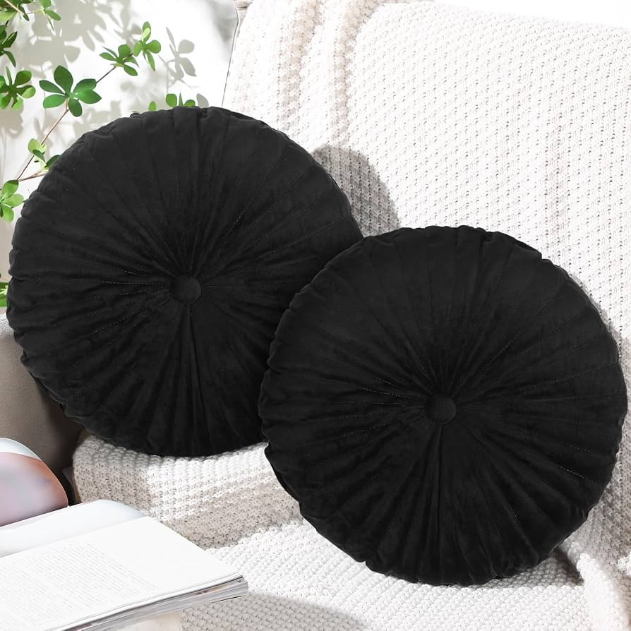 Namalu 2 Pcs Round Throw Pillow 13.8 Inch Decorative Round Velvet Floor Pillows Small Pumpkin Thr... | Amazon (US)