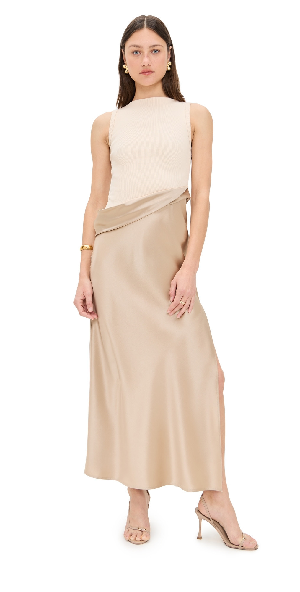 Nanushka Cobee Dress Dune/Crème L | Shopbop