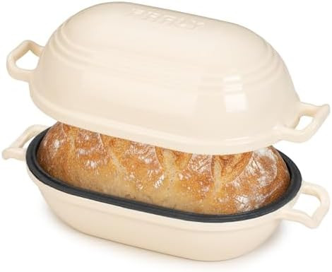 Enameled Cast Iron Dutch Oven for Sourdough Bread Baking,9 x 5-4/5 Inch Oval Cast Iron Bread Pan ... | Amazon (US)