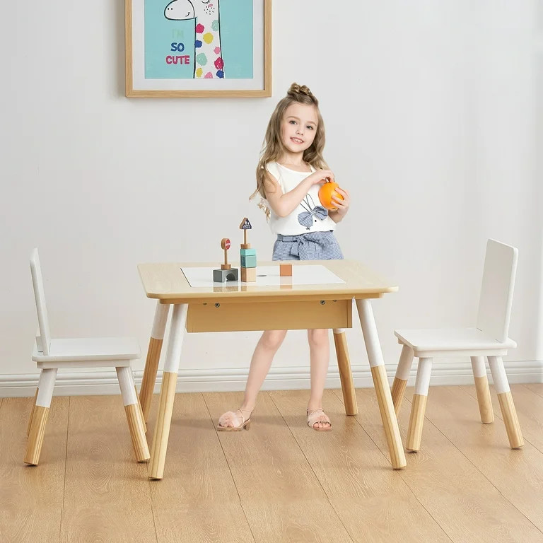 Your Zone Kids Sensory Play Table and Chair Set,White Color,3Pieces,Age 3-6 | Walmart (US)