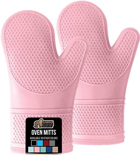 Gorilla Grip Heat Resistant Silicone Oven Mitts Set, Soft Quilted Lining, Extra Long, Waterproof Fle | Amazon (US)