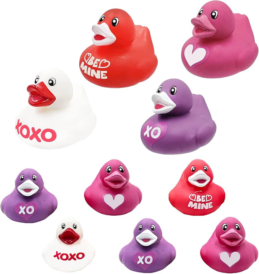 The Dreidel Company Valentine's Day Rubber Duck Toy Duckies for Kids, Four Solid Colors with Salu... | Amazon (US)