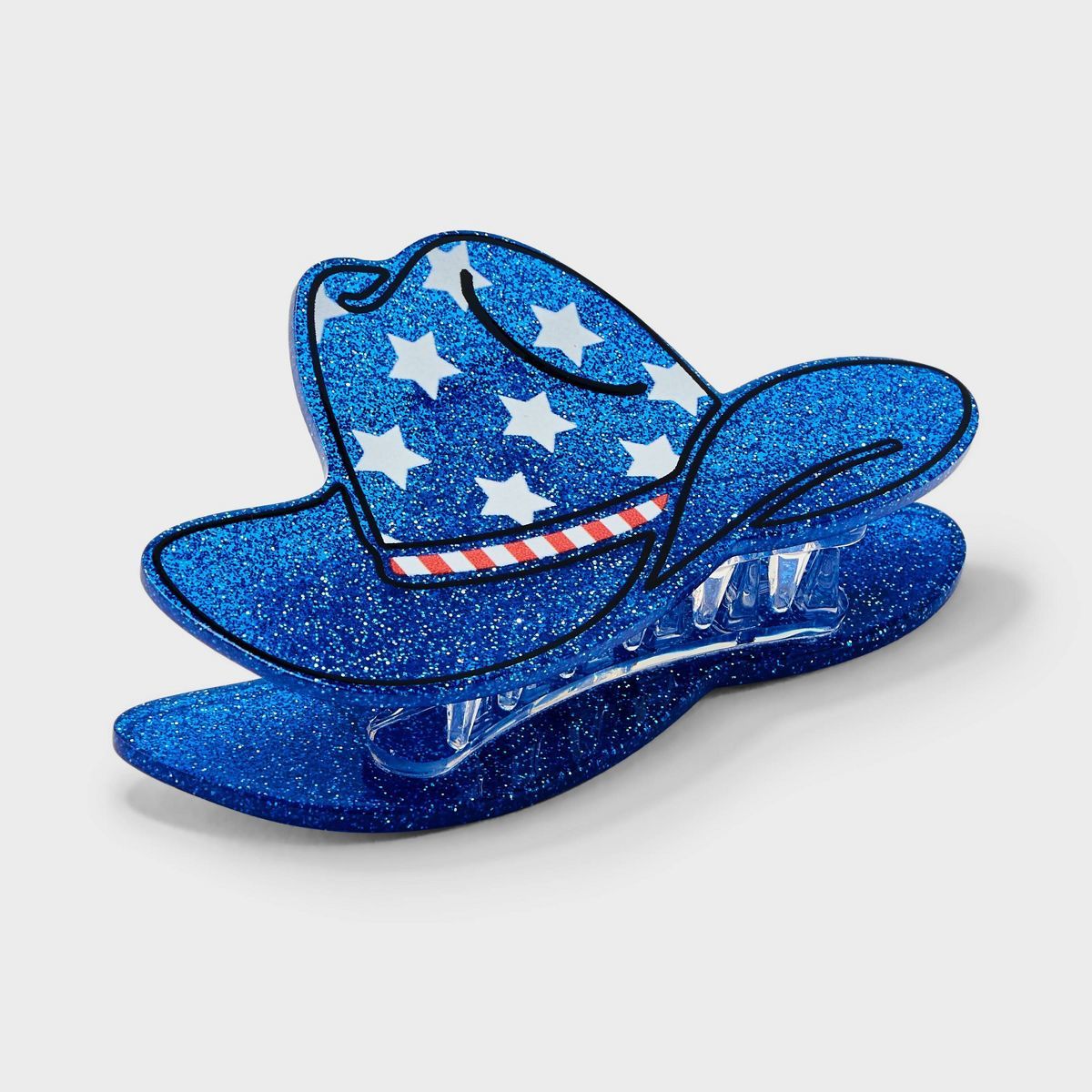 Americana Glitter Cowboy Hat Hair Claw Clip - Red/White/Blue | Target