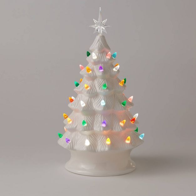 17.5" Lit Ceramic Christmas Tree White - Wondershop™ | Target