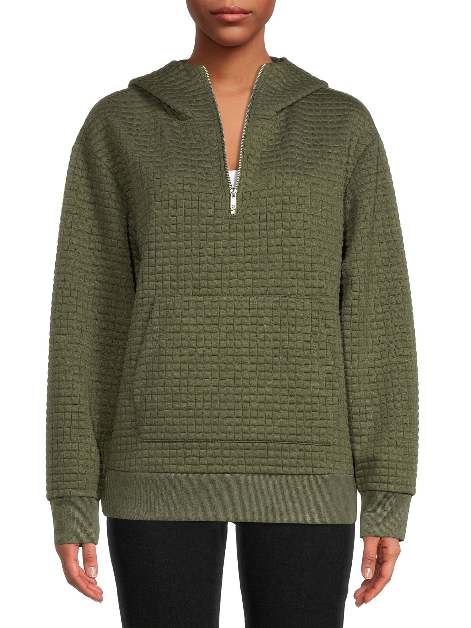 Time and Tru Women's Quilted Half Zip Pullover Top | Walmart (US)