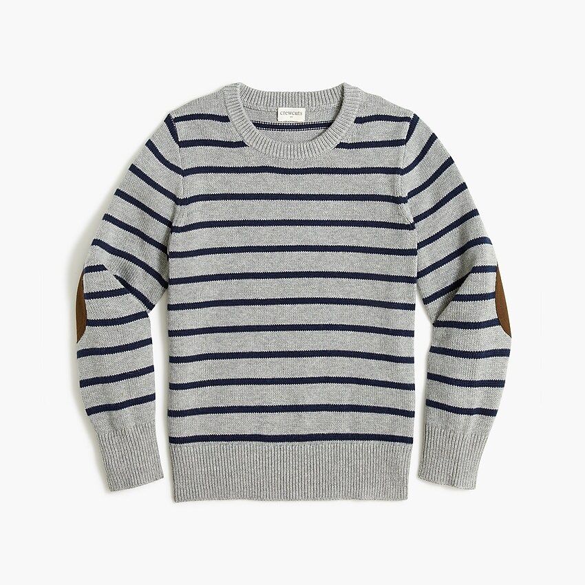 Boys' striped elbow-patch crewneck sweater | J.Crew Factory