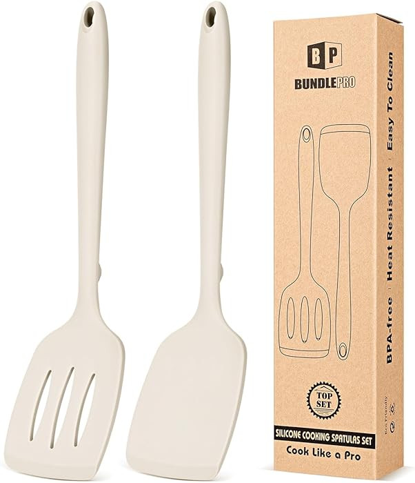Pack of 2 Silicone Spatula Turners, Non Stick Slotted Kitchen Spatula Set, Heat Resistant BPA Fre... | Amazon (US)