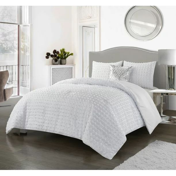 Lanco Betty Dots 4-Piece King Size Comforter Set, White, Fill Polyester, Solid Color, All Season ... | Walmart (US)