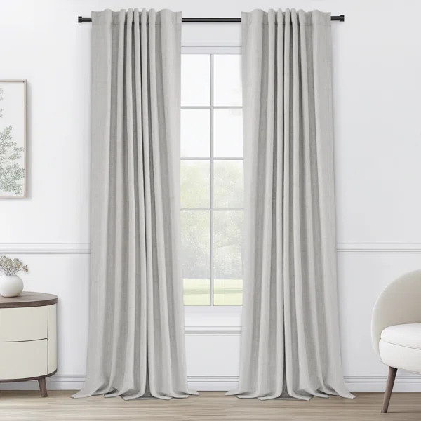 Graciella Thermal Insulated Faux Linen Textured 100% Blackout Curtains for Bedroom Living Room Ba... | Wayfair North America