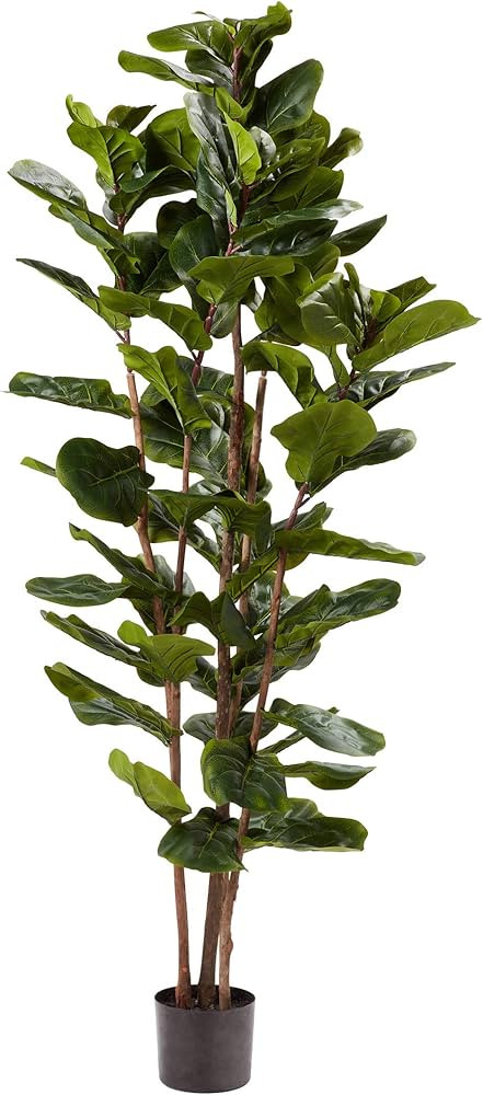 Home Pure Garden Artificial Fiddle Leaf Fig Tree-72” Faux Plant Natural Feel Leaves-Realistic I... | Amazon (US)