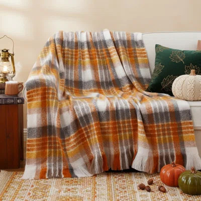 Super Soft Yellow Plaid Blanket, Farmhouse-Style Sofa Bed Decor, Warm Checkered Pattern Home Throw Suitable For Autumn And Winter (50"X60") | Wayfair North America