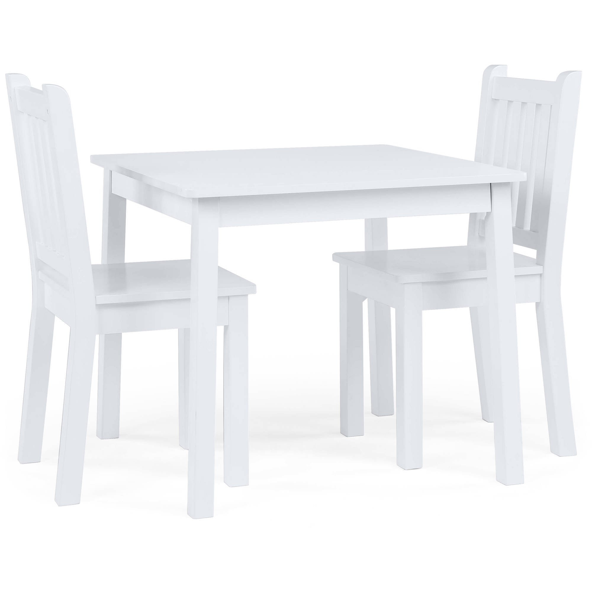 Humble Crew Daylight Kids Wood Square Table and 2 Chairs Set, White - Walmart.com | Walmart (US)