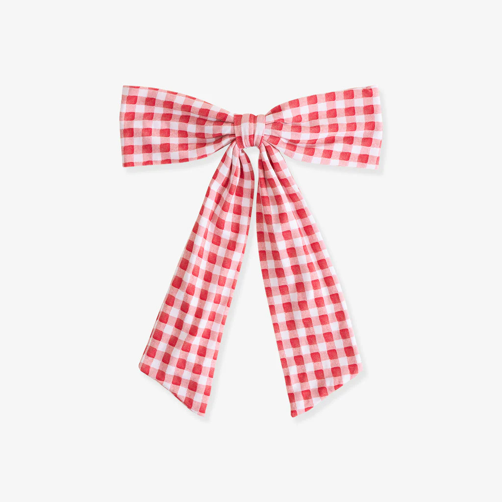 Vichy Check Red Baby Girl Bows | Watercolor Gingham | Posh Peanut