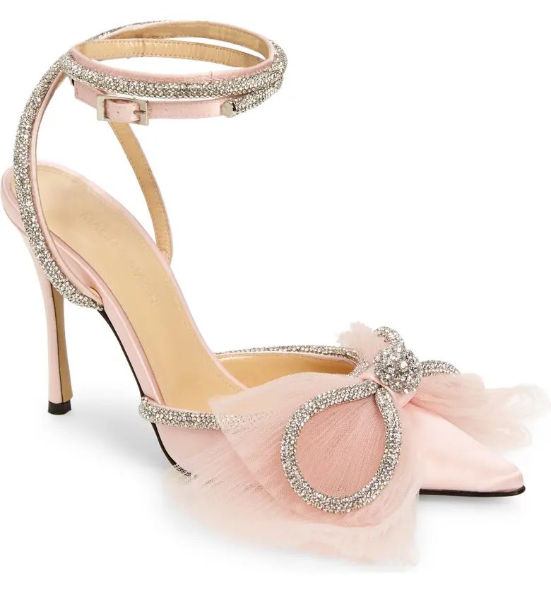 Double Crystal & Tulle Bow Satin Pump | Nordstrom