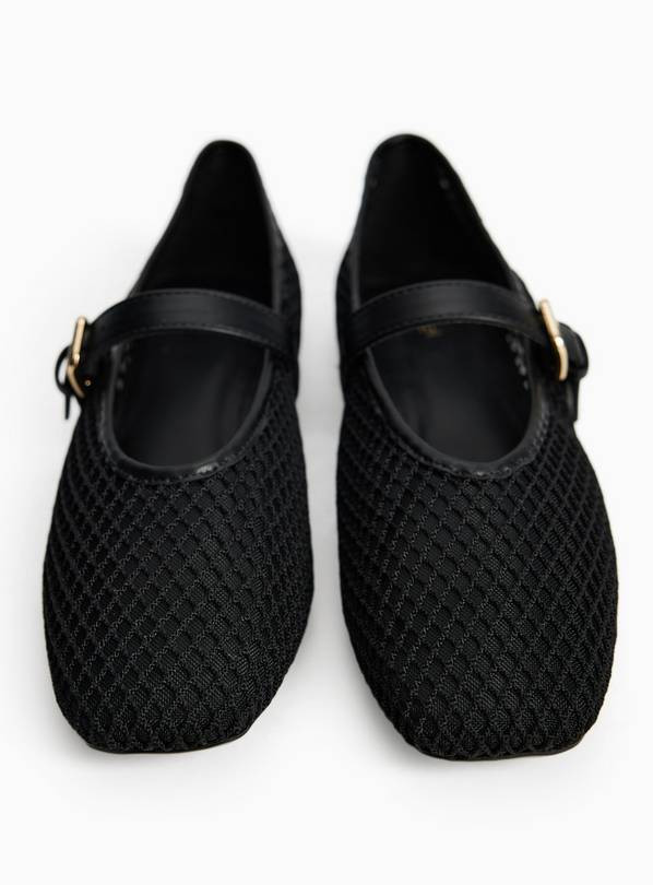 Black Mesh Ballerina Shoes 5 | Tu Clothing