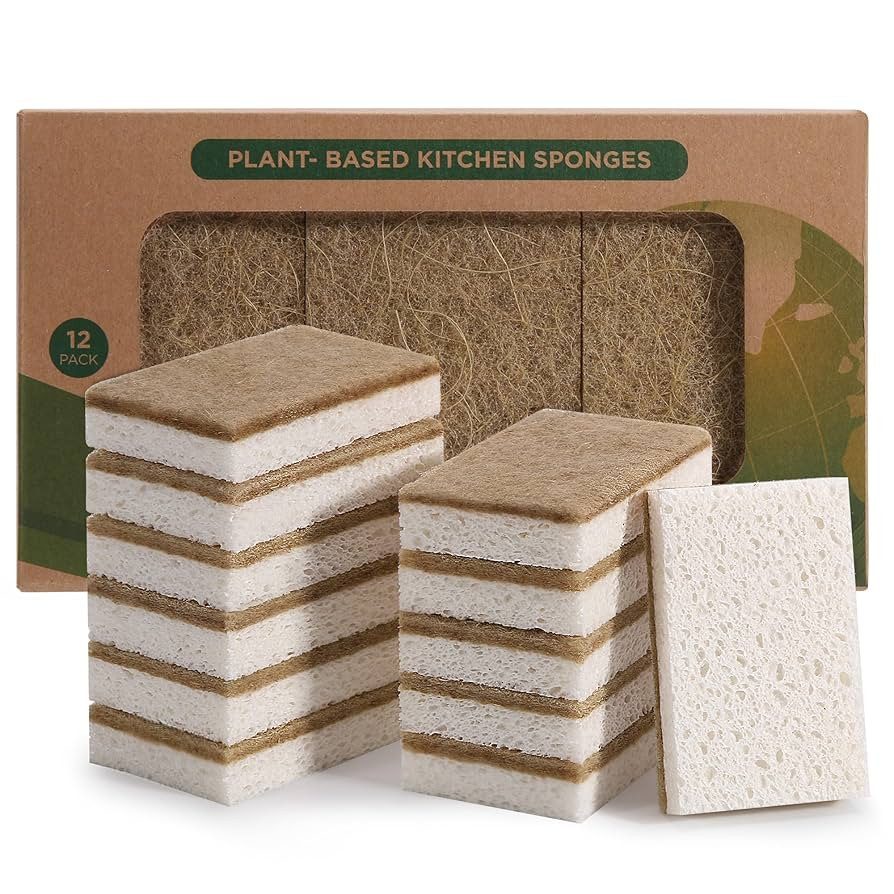 Natural Sponges for Dishes 12 Pack - Keep Soap Biodegradable Kitchen Sponge Compostable Coconut S... | Amazon (US)