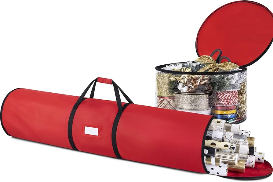 Zober Wrapping Paper Storage Containers w/ Ribbon Holder - 42 Inch Gift Wrapping Organizer Storag... | Amazon (US)