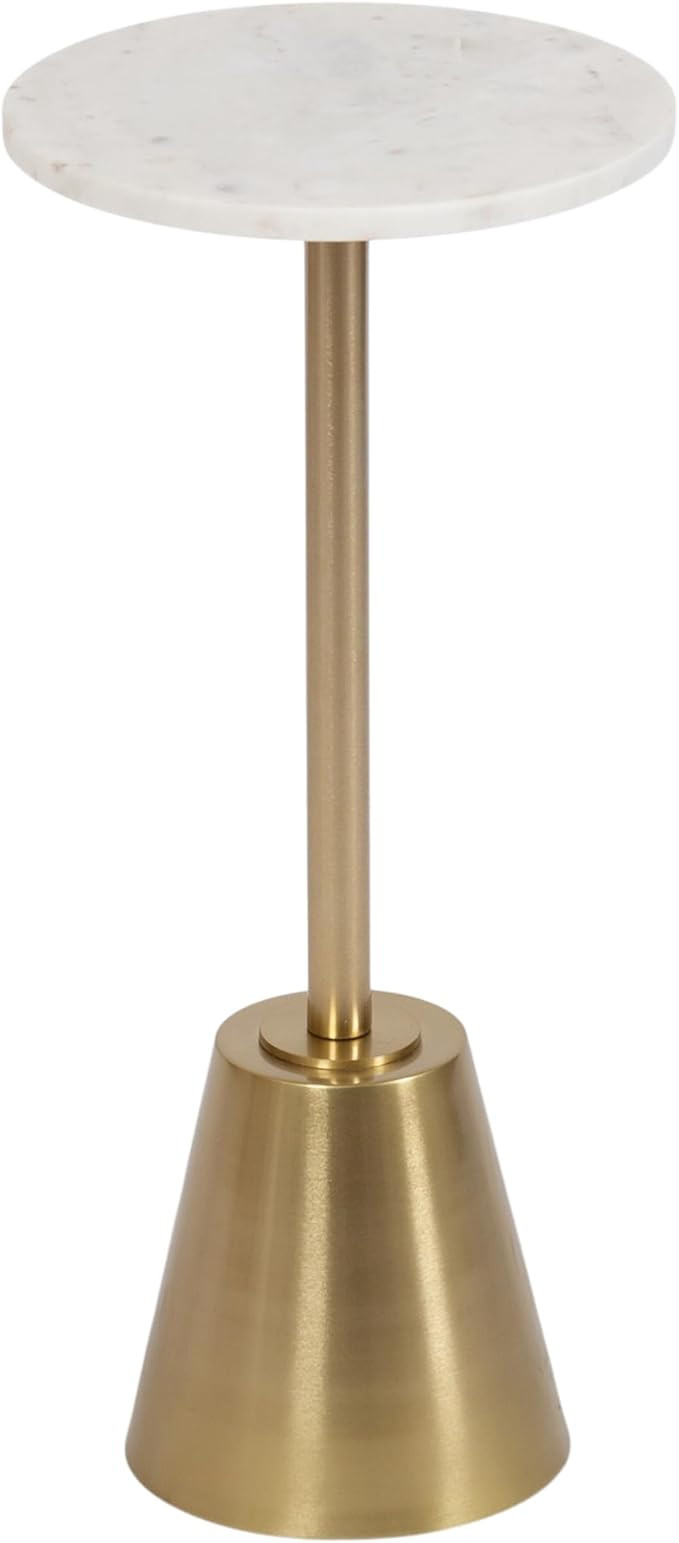 Kate and Laurel Tira Elegant Round Drink Table, 10 x 22, White Marble and Gold, Modern Glam Circl... | Amazon (US)