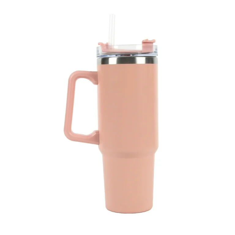 New View Gifts 30 oz Tumbler Mug with Lid and Straw, Reusable Insulated Mug with Handle, Stainles... | Walmart (US)