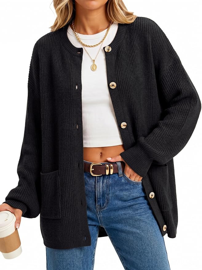 Arach&Cloz Women's Wool Blend Oversized Chunky Knit Fall Work Cardigans | Non Itchy Warm Sweater,... | Amazon (US)