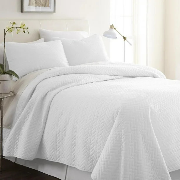 Merit Linens Premium Ultra Soft Herring Pattern Quilted Coverlet Set - Walmart.com | Walmart (US)