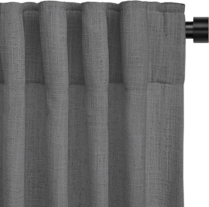 INOVADAY Linen Curtains for Living Room Bedroom, Back Tab Sheer Privacy Curtains 2 Panels, Light ... | Amazon (US)