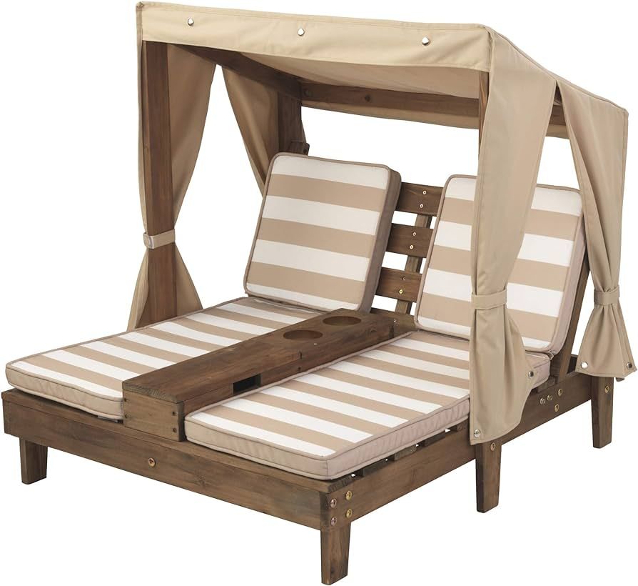 KidKraft Wooden Outdoor Double Chaise Lounge with Cup Holders, Patio Furniture for Kids or Pets, ... | Amazon (US)