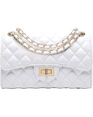 Eveupp Quilted Purse with Chain Strap Black Crossbody Bags for Women Faux Leather Shoulder Bag Cl... | Amazon (US)