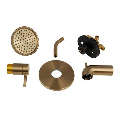 allen + roth Harlow Brushed Brass 1-Handle Bathtub and Shower Faucet with Valve Lowes.com | Lowe's