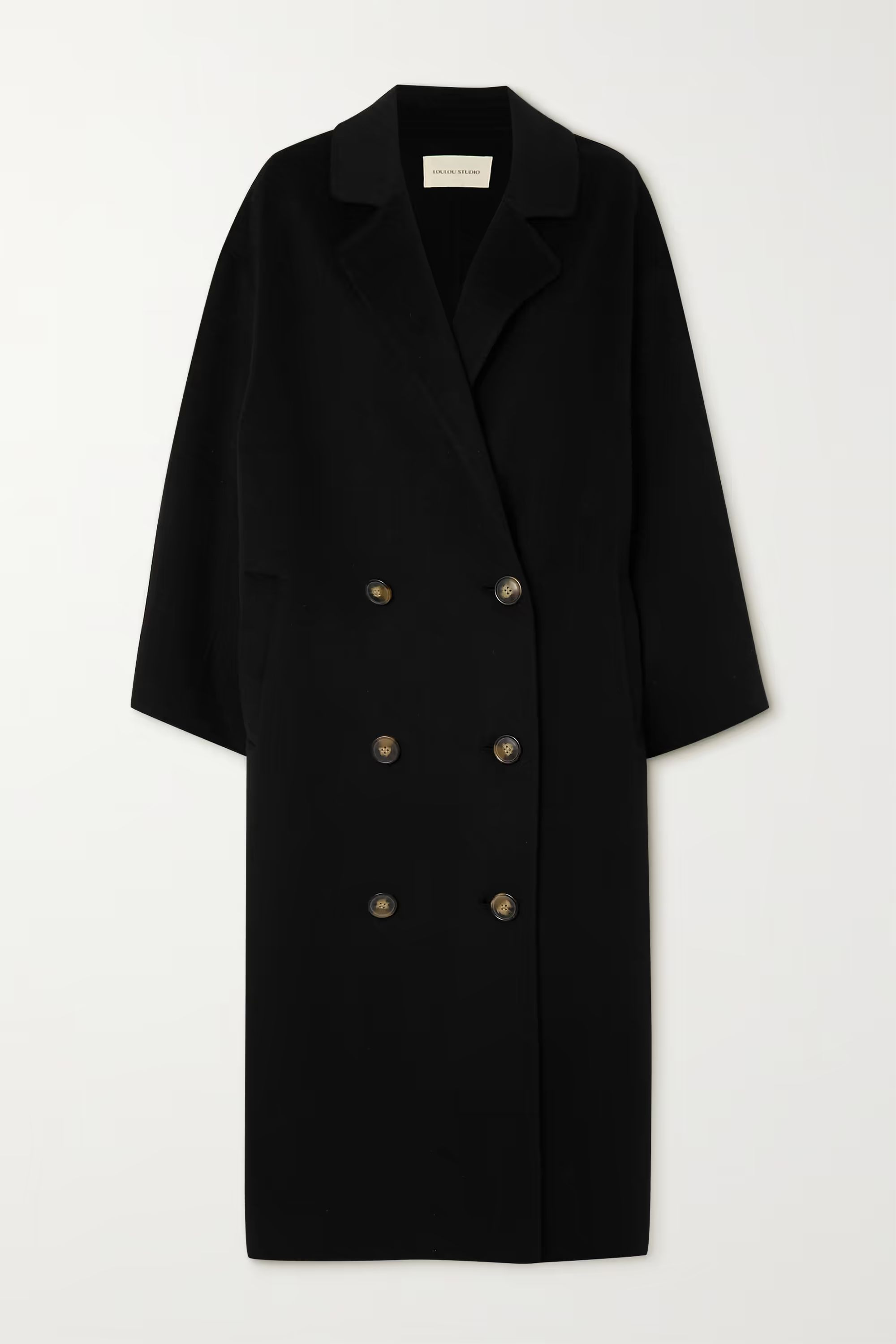 Black Borneo oversized double-breasted wool and cashmere-blend coat | LOULOU STUDIO | NET-A-PORTE... | NET-A-PORTER (US)