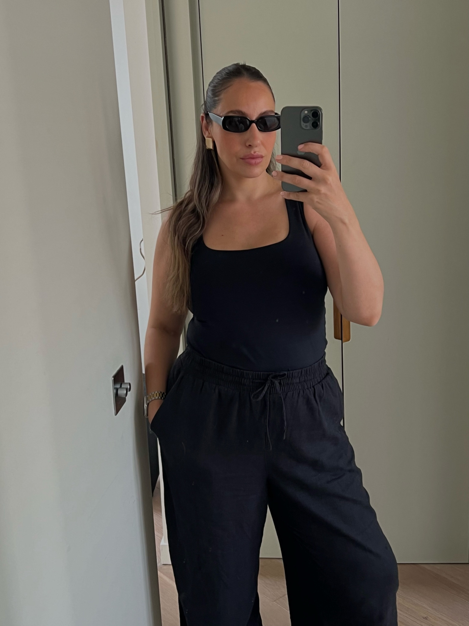 OOTD Child friendly addition 

Trousers - Arket
Top-  (sadly old Zara, the basic square neck fitted vest tops), love them! 
Sunglasses -

#LTKuk #LTKmidsize #LTKcurves