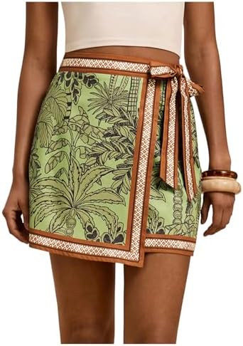 MAKEMECHIC Women's Summer Boho Wrap Mini Skirt Beach Vacation Short Skirts | Amazon (US)