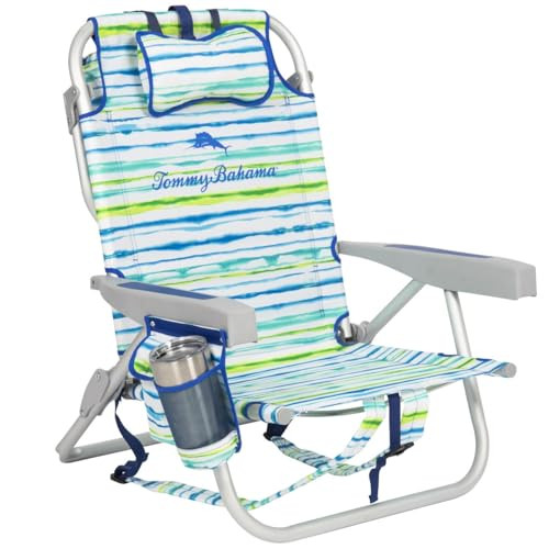 Tommy Bahama 2 Pack Backpack Beach Chair 5 Position Chair, Including Lay Flat (White Stripes) | Amazon (US)