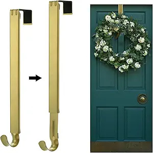 Kederwa Adjustable Wreath Hangers, Extends 15 - 24 inch, Hooks for Christmas Wreaths (Gold) | Amazon (US)