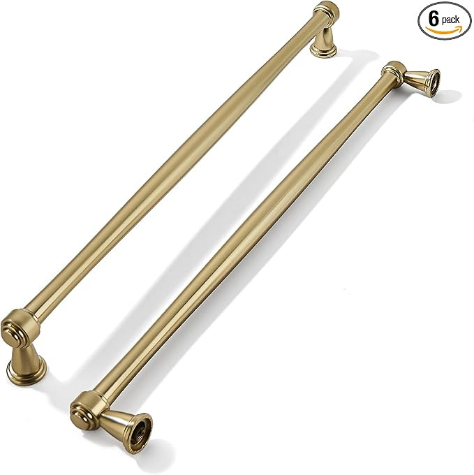 khtumeware 6 Pack 10 Inch(256mm) Brushed Brass Cabinet Pulls, Brushed Gold Kitchen Cabinet Handle... | Amazon (US)