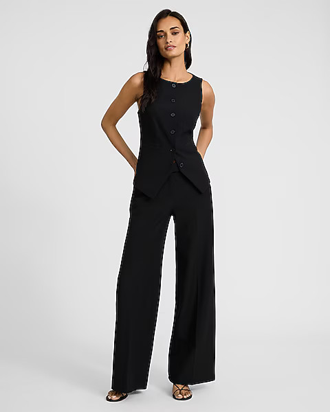 Editor Studio Stretch Twill Mid Rise Wide Leg Pant | Express