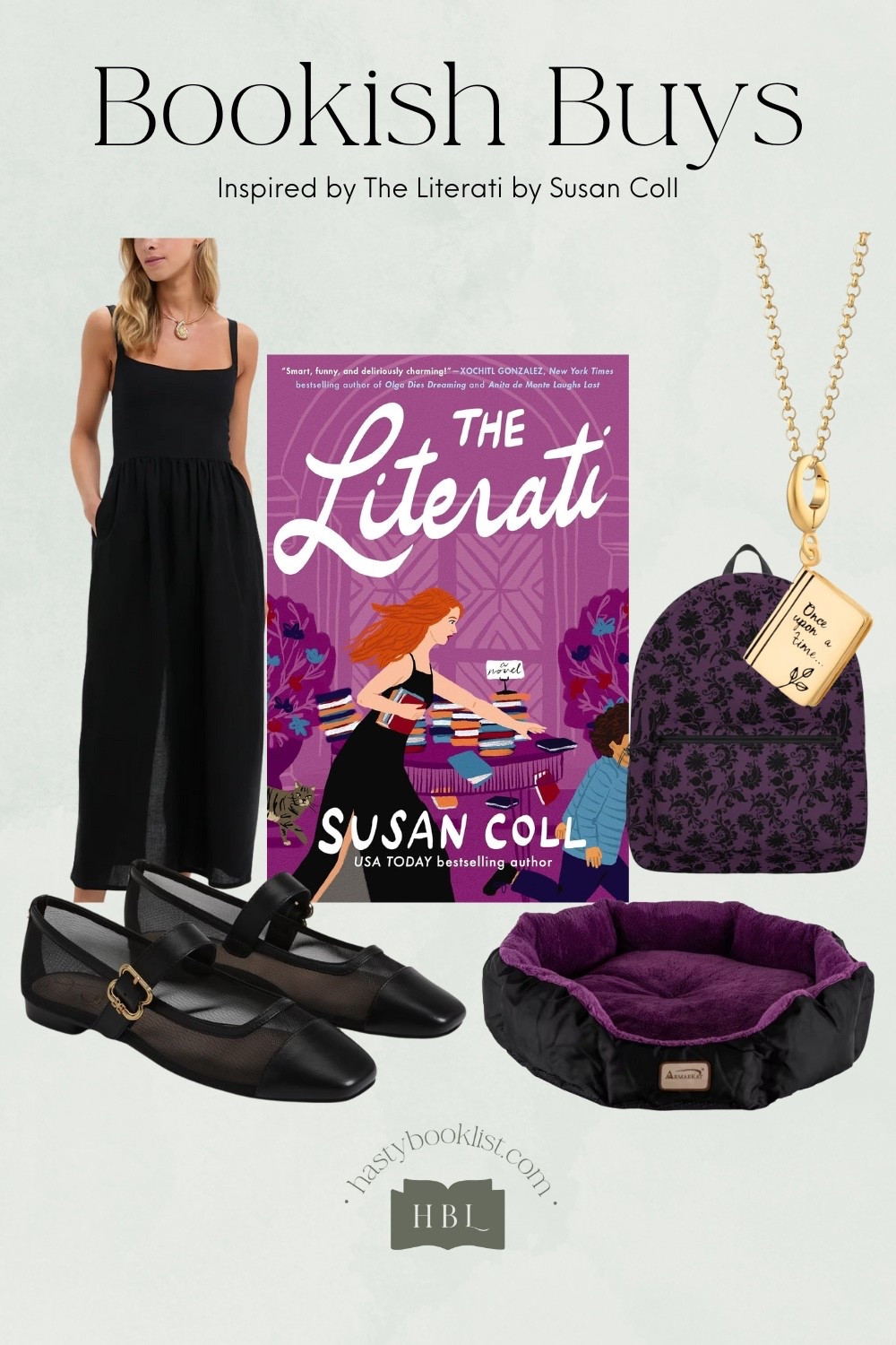 Wearing a black square-neck maxi dress with black mesh ballet flats, a dainty book-charm pendant necklace, and a black-and-purple book bag (with, of course, a perfectly coordinated black-and-purple cat bed for the resident library cat) is the kind of outfit that makes you feel like you’ve stepped straight into The Literati by Susan Coll. It’s smart, a little dramatic, and brimming with bookish flair—exactly the kind of vibe Clemi, the main character, carries as she stumbles through chaos with wit and determination.

Clemi is 26, bookish, broke, and working her dream job at a prestigious literary nonprofit when she suddenly finds herself juggling an allergic reaction to the nonprofit’s inherited cat, the disappearance of her boss, the FBI knocking on the door, and the small task of pulling off the annual fundraising gala. Her story is a madcap comedy of errors wrapped in highbrow literary polish, and this outfit channels that duality perfectly: elegance on the outside, survival-mode underneath.

The sleek black dress and ballet flats? Classic, understated armor—professional enough for schmoozing donors, comfortable enough for dashing between crises. The book-charm pendant is a quiet nod to her literary soul, while the black-and-purple book bag says she’s serious about hauling around manuscripts, agendas, and maybe a few existential questions. And the coordinating cat bed? That’s the wink of whimsy that acknowledges sometimes your life is one big mess of fur, fiction, and financial calamity.

Slip into this look, and you’re not just dressed for the day—you’re dressing like the heroine of your own story. The woman who can hold it together when everything is unraveling, laugh in the middle of the madness, and still carry a touch of elegance as she figures out what comes next. In other words: very Clemi, very main-character energy, very you.



#LTKHome #LTKStyleTip #LTKWorkwear