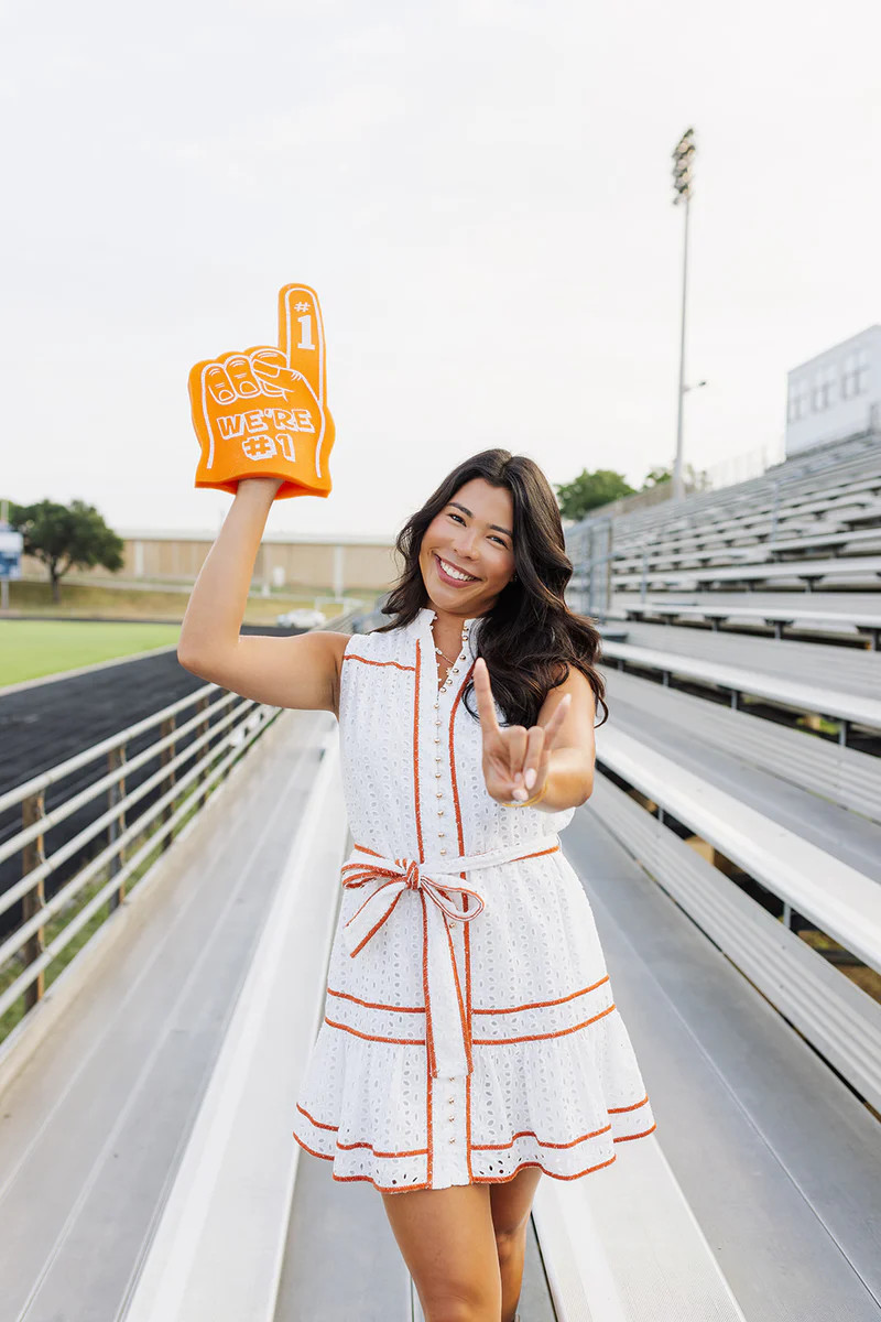 The Georgia Dress - White/Burnt Orange | The Impeccable Pig