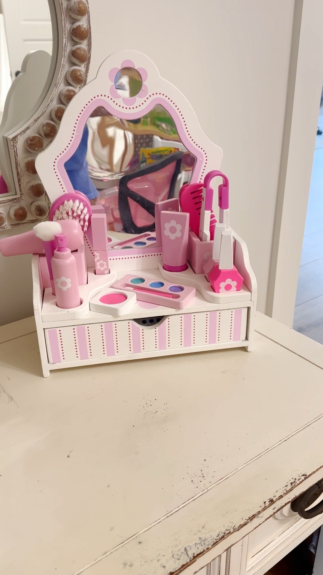 The CUTEST beauty salon and it’s mess-free! Made completely of wood with moving mechanical parts on some of the attachments! The girls love to play with this toy and just be girls! #Amazon #MelissaandDoug #kidstoys #christmasguide #birthdaygiftguide #toy #sahm #trending #toddlertoys 

#LTKFindsUnder50 #LTKParties #LTKKids