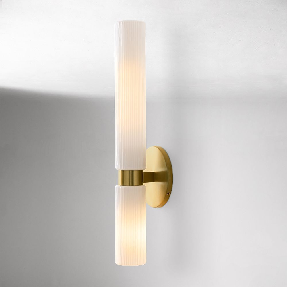 Weston Fluted Glass Double Asymmetrical Indoor/Outdoor Sconce (22.5") | West Elm (US)