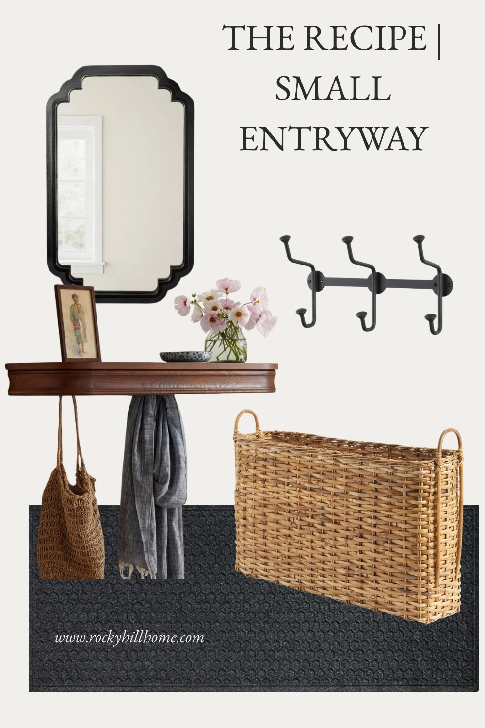 How to decorate a small entryway with shelves, hooks, shoe storage, mirror and LL Bean doormat runner.


#LTKHome