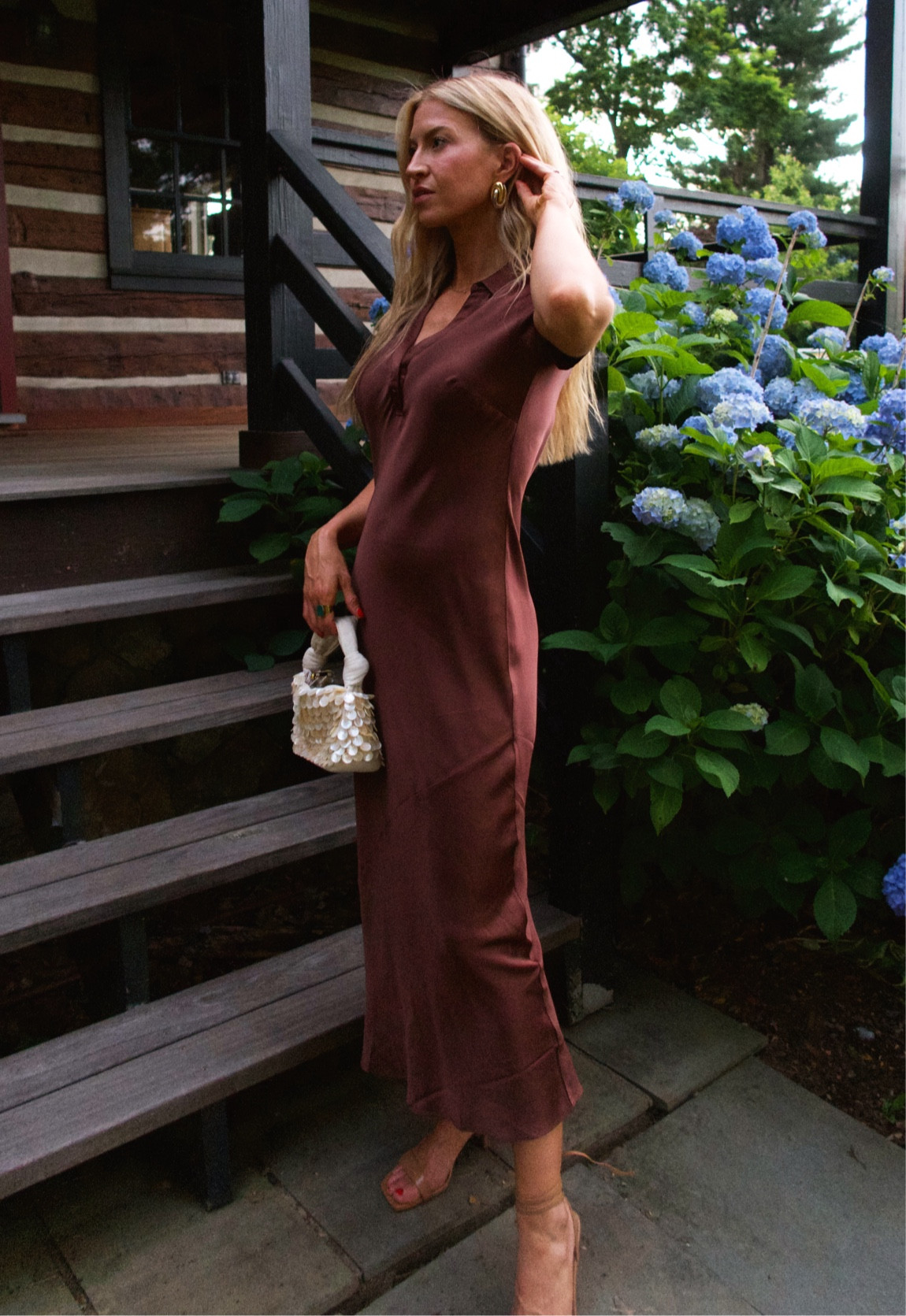 This brown silk dress comes in 4 colors and is on sale! Runs TTS, I’m wearing a 0. Sandals are TTS as well. @jcrew @Shop.LTK #sponsored #liketkit #InJcrew