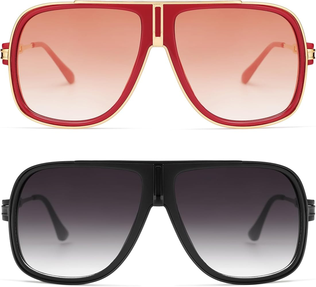 Retro Aviator Sunglasses for Women Men Oversized 70s 90s Square Womens Mens Sunnies AP3683 | Amazon (US)