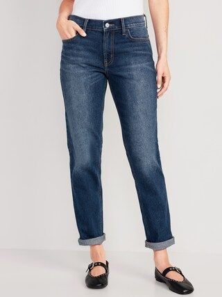 Mid-Rise Wow Boyfriend Straight Jeans for Women | Old Navy (US)