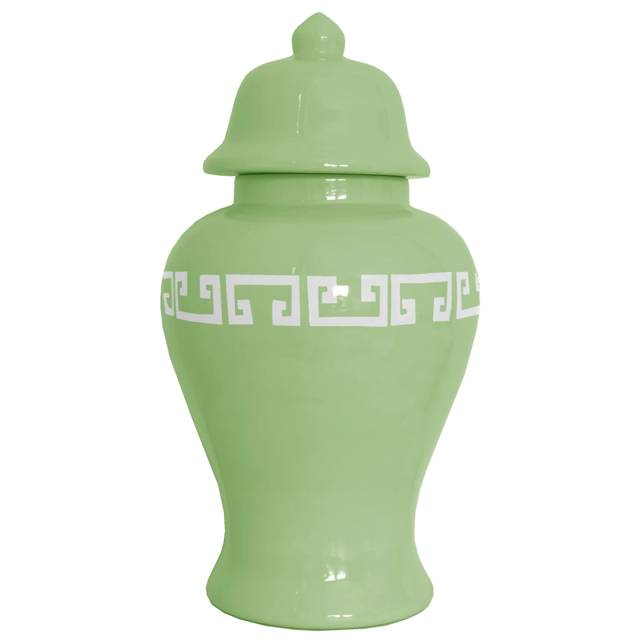 Cabbage Patch Green Greek Key Ginger Jars | Lo Home by Lauren Haskell Designs